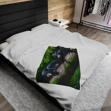 Load image into Gallery viewer, "Bear Necessities" Velveteen Plush Blanket featuring the art of Bruce Strickland