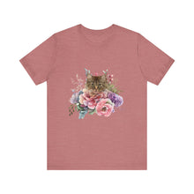 Load image into Gallery viewer, Claudia Floral Cat Tshirt, Cat Lover Tshirt, Gift for Cat Lover, Cat Mom, Cat Lady Gift, Floral Cat, Floral Cat Shirt, Tabby Cat Shirt