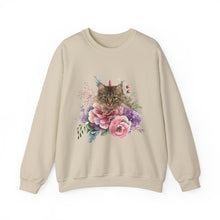 Load image into Gallery viewer, Claudia Floral Cat Sweatshirt, Cat Lover Sweatshirt, Gift for Cat  Lover, Cat Art Shirt, Cat Mom,Floral Cat,Floral Cat Shirt,Tabby Cat Shirt