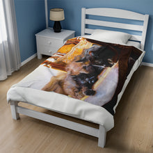 Load image into Gallery viewer, "The Chair" Velveteen Plush Blanket featuring the art of Bruce Strickland