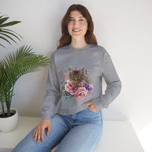 Load image into Gallery viewer, Claudia Floral Cat Sweatshirt, Cat Lover Sweatshirt, Gift for Cat  Lover, Cat Art Shirt, Cat Mom,Floral Cat,Floral Cat Shirt,Tabby Cat Shirt