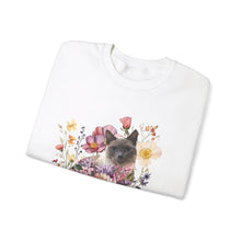 Load image into Gallery viewer, Siamese Floral Cat Sweatshirt, Cat Lover Sweatshirt, Gift for Cat  Lover, Cat Art Shirt, Cat Mom,Floral Cat,Floral Cat Shirt,Tabby Cat Shirt