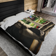 Load image into Gallery viewer, "The Wait" Velveteen Plush Blanket featuring the art of Bruce Strickland