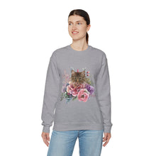Load image into Gallery viewer, Claudia Floral Cat Sweatshirt, Cat Lover Sweatshirt, Gift for Cat  Lover, Cat Art Shirt, Cat Mom,Floral Cat,Floral Cat Shirt,Tabby Cat Shirt