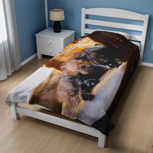 Load image into Gallery viewer, "The Chair" Velveteen Plush Blanket featuring the art of Bruce Strickland