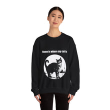 Load image into Gallery viewer, "Home is where my cat is" 003 Black & White Collection - Unisex Heavy Blend™ Crewneck Sweatshirt