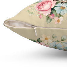 Load image into Gallery viewer, Pearl Siamese Floral Cat Throw Pillow, Floral Throw Pillow, Cat Home Decor, Cat Lover Gift, Cat Pillow, Cat Couch Pillow, Siamese Cat Decor