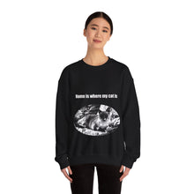 Load image into Gallery viewer, "Home is where my cat is" 005 Black & White Collection - Unisex Heavy Blend™ Crewneck Sweatshirt