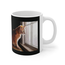 Load image into Gallery viewer, "Purrfect View" Ceramic Mug 11oz featuring the art of Bruce Strickland