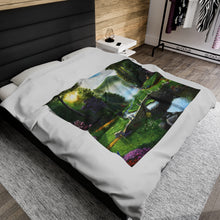Load image into Gallery viewer, "Morning in Elkmont" Velveteen Plush Blanket featuring the art of Bruce Strickland