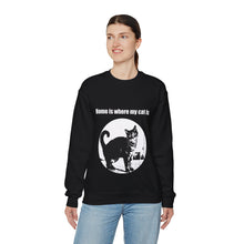 Load image into Gallery viewer, "Home is where my cat is" 003 Black & White Collection - Unisex Heavy Blend™ Crewneck Sweatshirt