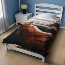 Load image into Gallery viewer, "Purrfect View" Velveteen Plush Blanket featuring the art of Bruce Strickland