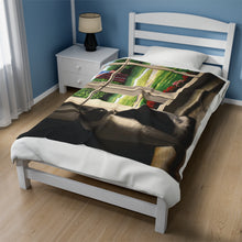Load image into Gallery viewer, "The Wait" Velveteen Plush Blanket featuring the art of Bruce Strickland