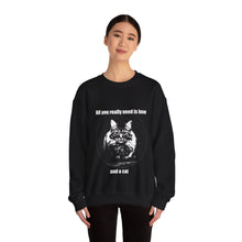 Load image into Gallery viewer, "All you really need is love and a cat" 001 Black & White Collection - Unisex Heavy Blend™ Crewneck Sweatshirt