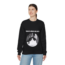 Load image into Gallery viewer, "Home is where my cat is" 004 Black & White Collection - Unisex Heavy Blend™ Crewneck Sweatshirt