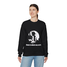 Load image into Gallery viewer, "Home is where my cat is" 001 Black & White Collection - Unisex Heavy Blend™ Crewneck Sweatshirt