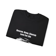 Load image into Gallery viewer, Rescue, Keep, Cherish, Love For Life, They Are Family" 002 Black & White Collection - Unisex Heavy Blend™ Crewneck Sweatshirt