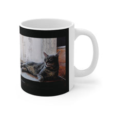 Load image into Gallery viewer, "Benjamin Kitty" Ceramic Mug 11oz featuring the art of Bruce Strickland