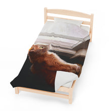 Load image into Gallery viewer, "Purrfect View" Velveteen Plush Blanket featuring the art of Bruce Strickland