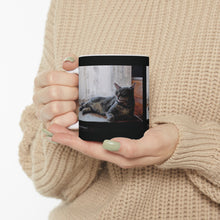 Load image into Gallery viewer, "Benjamin Kitty" Ceramic Mug 11oz featuring the art of Bruce Strickland