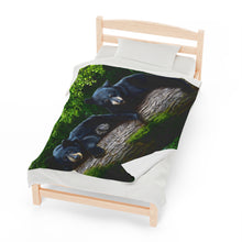 Load image into Gallery viewer, "Bear Necessities" Velveteen Plush Blanket featuring the art of Bruce Strickland
