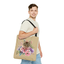 Load image into Gallery viewer, Claudia Floral Cat Tote Bag, Cat Lover Gift, Cat Mom Tote, Cat Tote, Cat Art Tote, Floral Tote Bag, Tabby Cat Tote ,Tabby Cat Floral Design
