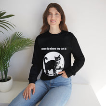 Load image into Gallery viewer, "Home is where my cat is" 003 Black & White Collection - Unisex Heavy Blend™ Crewneck Sweatshirt