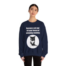 Load image into Gallery viewer, Rescue a cat and rid your house of annoying relatives - 002 -Cat Sweatshirt,Cat Lover Sweatshirt,Gift for Cat Lover,Funny Sweatshirt,Cat Mom