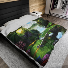 Load image into Gallery viewer, "Morning in Elkmont" Velveteen Plush Blanket featuring the art of Bruce Strickland
