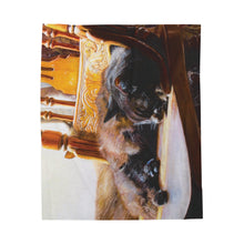 Load image into Gallery viewer, "The Chair" Velveteen Plush Blanket featuring the art of Bruce Strickland