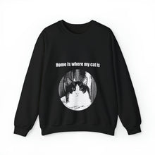 Load image into Gallery viewer, "Home is where my cat is" 004 Black & White Collection - Unisex Heavy Blend™ Crewneck Sweatshirt