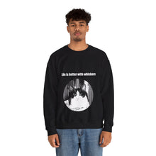 Load image into Gallery viewer, "Life is better with whiskers" 002 Black & White Collection - Unisex Heavy Blend™ Crewneck Sweatshirt