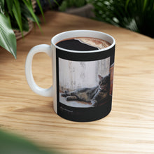 Load image into Gallery viewer, "Benjamin Kitty" Ceramic Mug 11oz featuring the art of Bruce Strickland