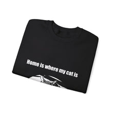 Load image into Gallery viewer, "Home is where my cat is" 002 Black & White Collection - Unisex Heavy Blend™ Crewneck Sweatshirt