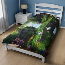 Load image into Gallery viewer, "Morning in Elkmont" Velveteen Plush Blanket featuring the art of Bruce Strickland