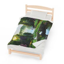 Load image into Gallery viewer, "Morning in Elkmont" Velveteen Plush Blanket featuring the art of Bruce Strickland