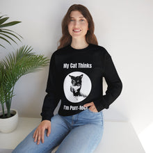 Load image into Gallery viewer, "My Cat Thinks I'm Purr-fect" 001 Black & White Collection - Unisex Heavy Blend™ Crewneck Sweatshirt