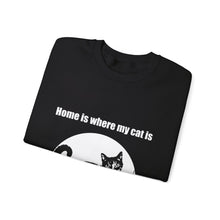Load image into Gallery viewer, "Home is where my cat is" 003 Black & White Collection - Unisex Heavy Blend™ Crewneck Sweatshirt