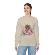 Load image into Gallery viewer, Claudia Floral Cat Sweatshirt, Cat Lover Sweatshirt, Gift for Cat  Lover, Cat Art Shirt, Cat Mom,Floral Cat,Floral Cat Shirt,Tabby Cat Shirt