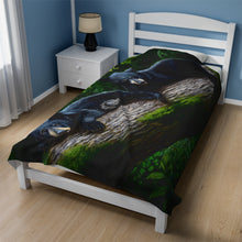 Load image into Gallery viewer, "Bear Necessities" Velveteen Plush Blanket featuring the art of Bruce Strickland