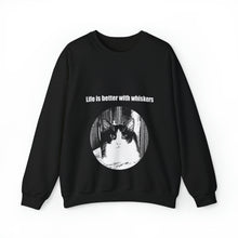 Load image into Gallery viewer, "Life is better with whiskers" 002 Black & White Collection - Unisex Heavy Blend™ Crewneck Sweatshirt