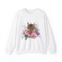 Load image into Gallery viewer, Claudia Floral Cat Sweatshirt, Cat Lover Sweatshirt, Gift for Cat  Lover, Cat Art Shirt, Cat Mom,Floral Cat,Floral Cat Shirt,Tabby Cat Shirt