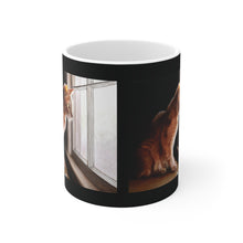 Load image into Gallery viewer, "Purrfect View" Ceramic Mug 11oz featuring the art of Bruce Strickland