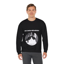 Load image into Gallery viewer, "Life is better with whiskers" 002 Black & White Collection - Unisex Heavy Blend™ Crewneck Sweatshirt