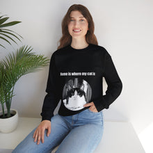 Load image into Gallery viewer, "Home is where my cat is" 004 Black & White Collection - Unisex Heavy Blend™ Crewneck Sweatshirt