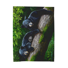 Load image into Gallery viewer, "Bear Necessities" Velveteen Plush Blanket featuring the art of Bruce Strickland