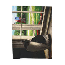 Load image into Gallery viewer, "The Wait" Velveteen Plush Blanket featuring the art of Bruce Strickland