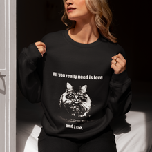 Load image into Gallery viewer, "All you really need is love and a cat" 001 Black & White Collection - Unisex Heavy Blend™ Crewneck Sweatshirt