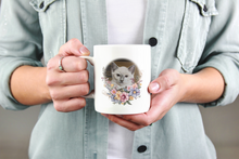 Load image into Gallery viewer, Happy Place - Ceramic Mug 11oz Art of Bruce Strickland, Fine Art Mug, Cat Coffee Mug, Cat Lover Gift, Cat Lady Gift, Floral Cat Mug