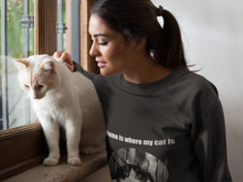 Load image into Gallery viewer, "Home is where my cat is" 004 Black & White Collection - Unisex Heavy Blend™ Crewneck Sweatshirt